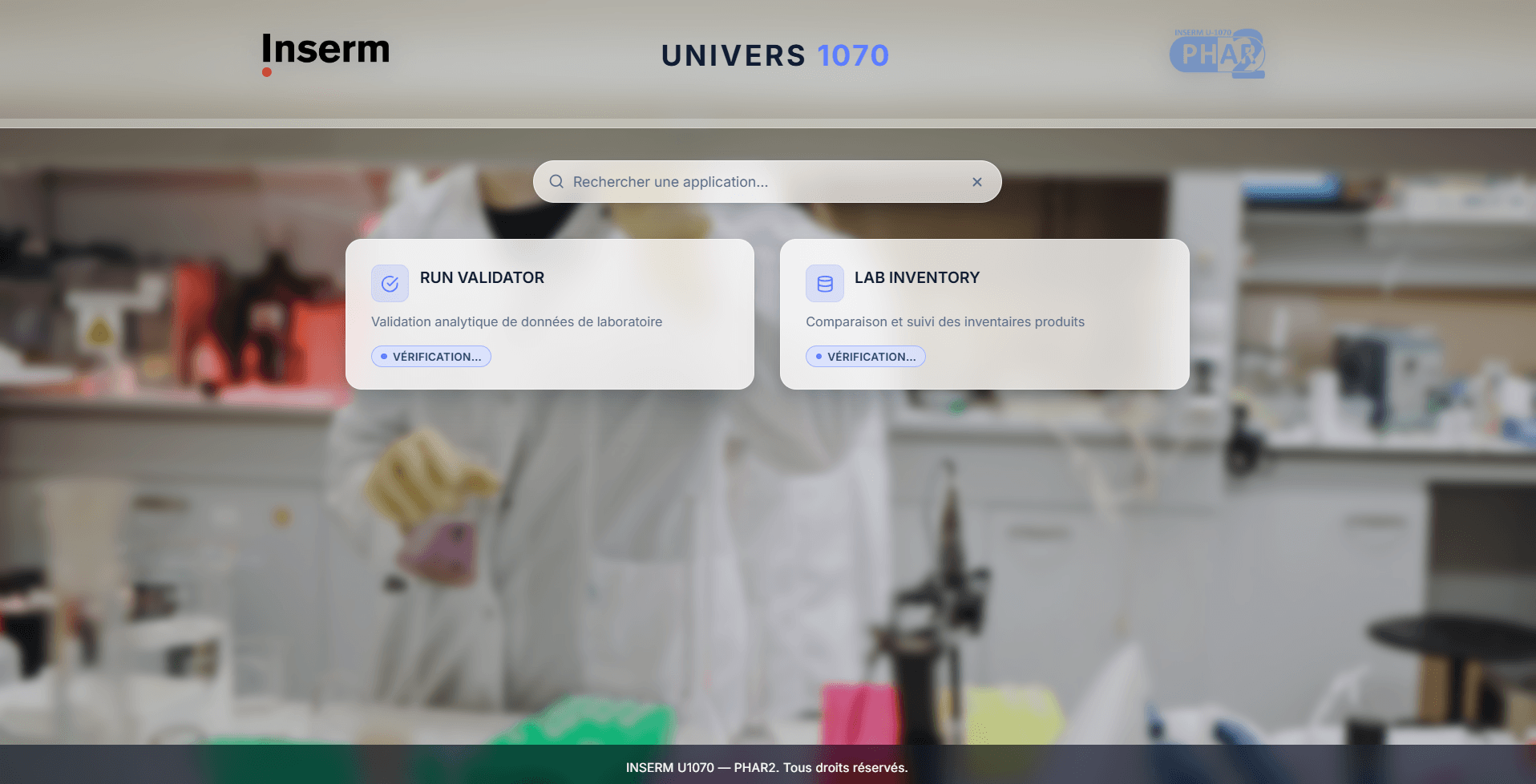 Univers 1070 - Portail d'accès aux applications