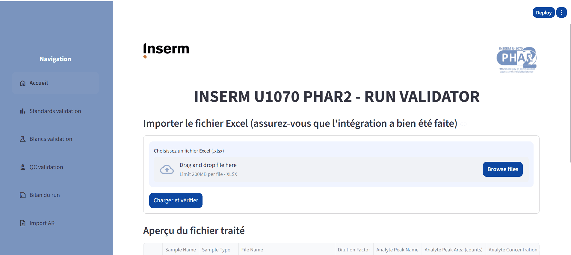 Développement d'une application de validation analytique de données de laboratoire